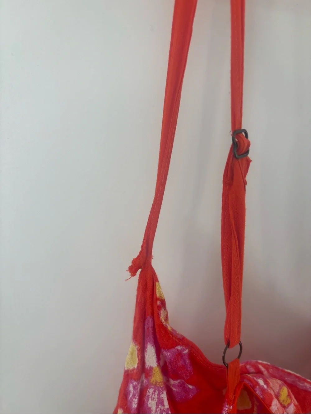 Free People M Wisteria  Orange Floral Maxi Dress with Spaghetti Straps